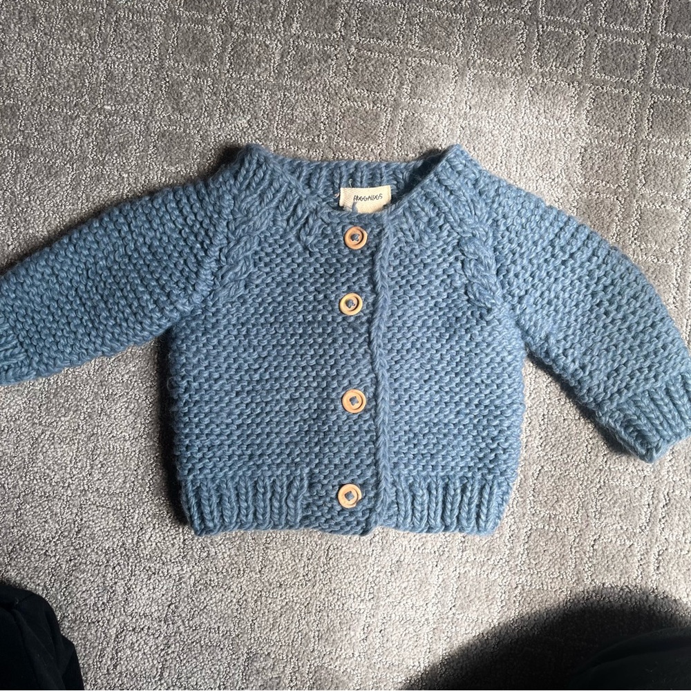 Slate Garter Stitch Cardigan Sweater